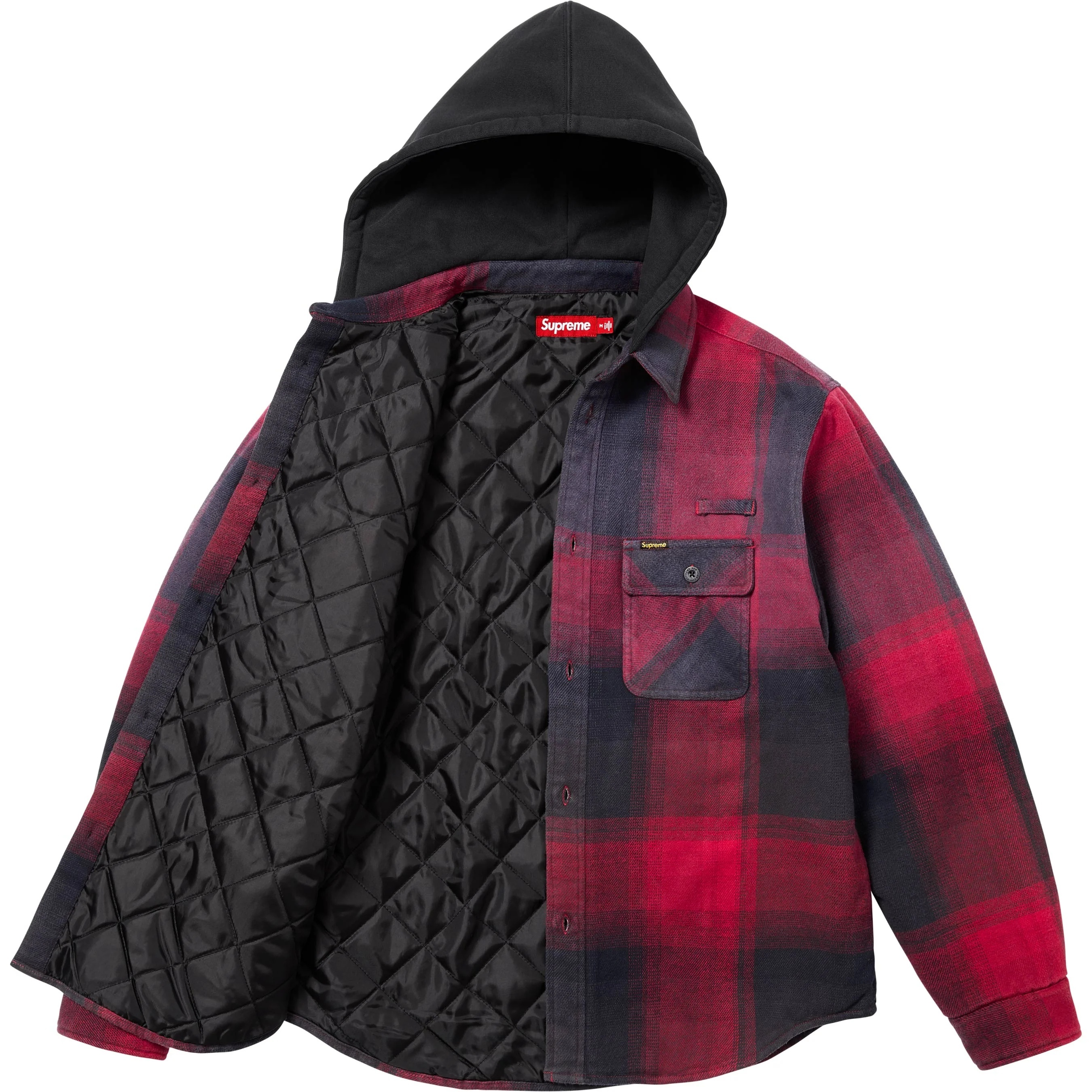 Quilted Lined Hooded Flannel Shirt view 6